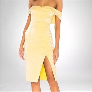 NBD Elegant Yellow Off-Shoulder Dress